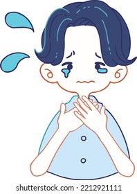 Vector illustration of a worried person with tearful eyes