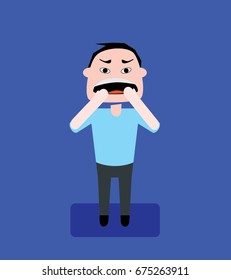 Vector illustration of Worrying Crying Man