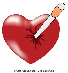 Vector illustration wounded by cigarette heart person