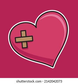 Vector Illustration, Wounded Heart Sticker