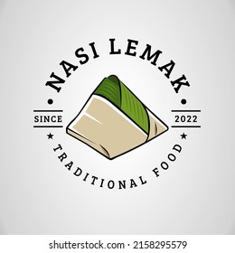 Vector illustration of wrap coconut milk rice called 'nasi lemak bungkus'. Popular breakfast at Malaysia.