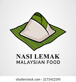 Vector illustration of wrap coconut milk rice called 'nasi lemak bungkus'. Popular breakfast at Malaysia.