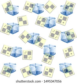 vector illustration for wrapping paper with realistic ice cubes. abstract background with square.