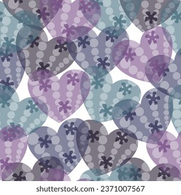 Vector illustration for wrapping paper, scrappbooking paper, post card and fabric.  Diverse hearts background print. 