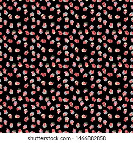 Vector illustration. Wrapping paper. Seamless pattern of cupcakes on a neutral, black and orange background.