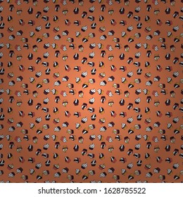 Vector illustration. Wrapping paper. Seamless pattern of cupcakes on a orange, black and white background.