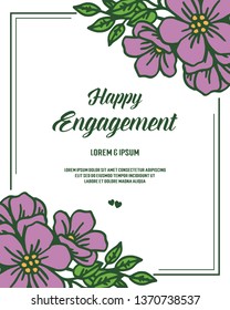 Vector illustration wreath beautiful frame for decoration of happy engagement of hand drawn