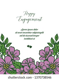 Vector illustration wreath beautiful frame for decoration of happy engagement of hand drawn