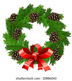 vector illustration of wreath christmas decoration isolated on white background