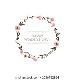 Vector illustration with wreath from eustoma. International Women's Day