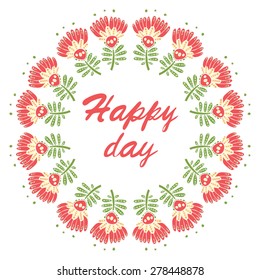 vector illustration of a wreath of flowers with place for your text 