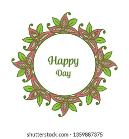 Vector illustration wreath frame for greeting card happy day hand drawn
