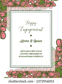 Vector illustration wreath frame for various card of happy engagement of hand drawn