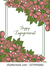 Vector illustration wreath frame for various card of happy engagement of hand drawn