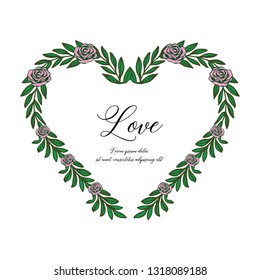 Vector illustration wreath for greeting card lettering love hand drawn