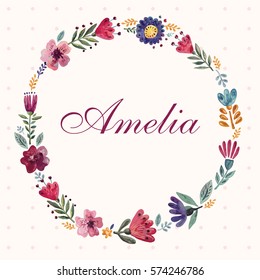 Vector illustration with wreath and  name