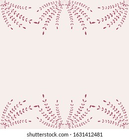 Vector illustration of a wreath of red thyme branches, round frame.