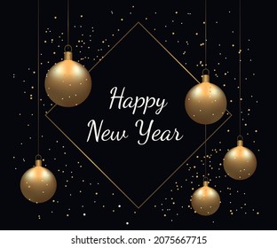 The vector illustration of a wreath of spruce branches on a black background with confetti. Christmas atmosphere illustration that can be used in templates, flyers, banners, or greeting cards.