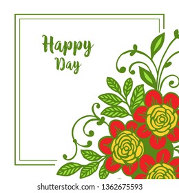 Vector illustration wreath of square floral frame for invitation happy day