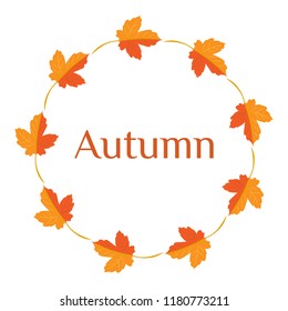 Vector illustration. Wreath of yellow autumn leaves