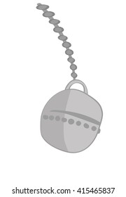 Vector illustration of a wrecking ball on a chain swinging towards destruction on a white background for copy space