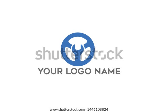 Vector illustration. Wrench in circle logo\
design. Isolated on white\
background.