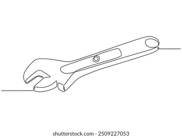 Vector illustration of a wrench, drawn in a single continuous line style.