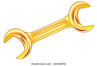 Vector illustration of the wrench from gild on white background