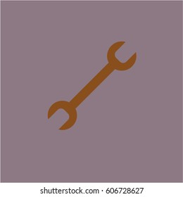 Vector Illustration of Wrench icon in Brown Color 
 