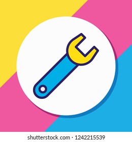 Vector illustration of wrench icon colored line. Beautiful structure element also can be used as spanner icon element.
