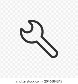 Vector illustration of wrench icon in dark color and transparent background(png).