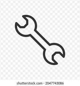 Vector illustration of wrench icon in dark color and transparent background(png).
