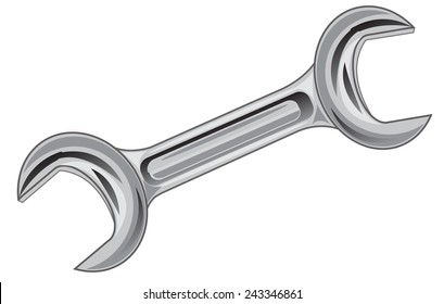 Vector illustration of the wrench on white background