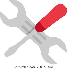 Vektorgrafik eines Schraubenschlüssels und eines Schraubenziehers. Einstellungen und Tools. Mechanik.