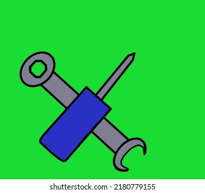 ilustración vectorial de una llave y destornillador para fines de taller