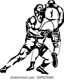 Vector illustration of a wrestling match.