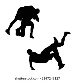 Vector illustration of wrestling silhouette