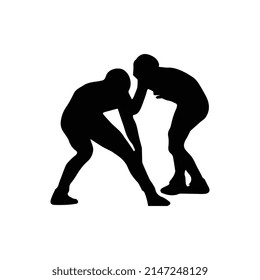 Vector illustration of wrestling silhouette