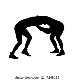 Vector illustration of wrestling silhouette