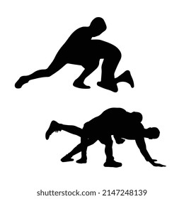 Vector Illustration Wrestling Silhouette Stock Vector (Royalty Free ...