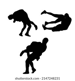 Vector illustration of wrestling silhouette