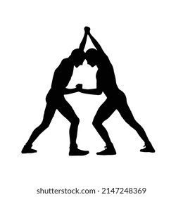 Vector illustration of wrestling silhouette