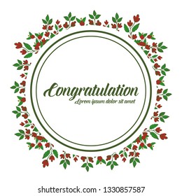 Vector illustration write congratulation with beauty flower leaf frame hand drawn
