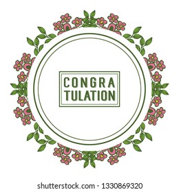 Vector illustration write congratulation with decoration floral frame hand drawn