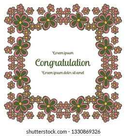 Vector illustration write congratulation with decoration floral frame hand drawn