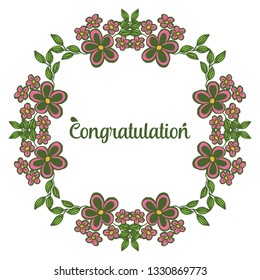 Vector illustration write congratulation with decoration floral frame hand drawn