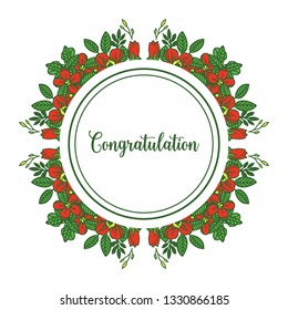 Vector illustration write congratulation with elegant floral frame hand drawn