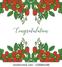 Vector illustration write congratulation with elegant floral frame hand drawn
