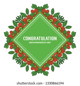 Vector illustration write congratulation with elegant floral frame hand drawn