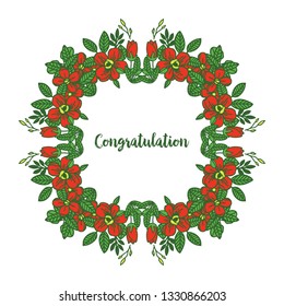 Vector illustration write congratulation with elegant floral frame hand drawn